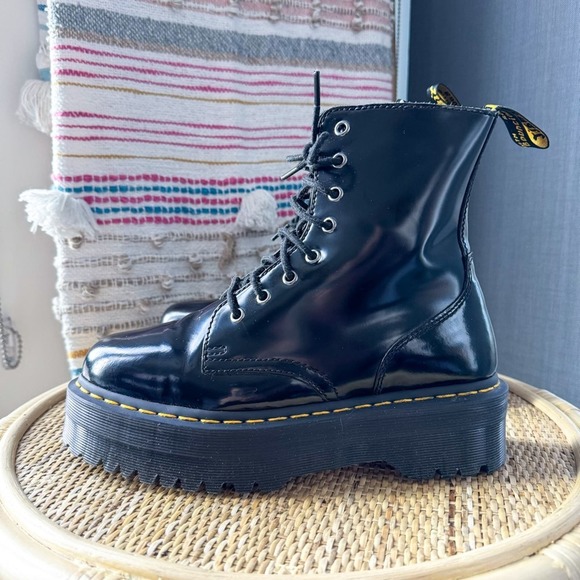 Dr Martens Jadon Max Black Smooth Leather Lace-Up Combat Boots Women’s Size 9 - Picture 4 of 9